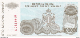 Croatie - Croazia 100000000 Dinara 1993  -  Neuf - Croatie