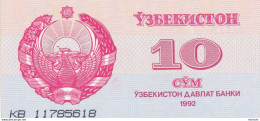 Billet Neuf  Ouzbékistan 1992 - 10 Cym - Ouzbékistan