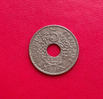 Belle Monnaie De 5 Centimes Indo-Chine Française 1937. Etat TTB - Otros & Sin Clasificación