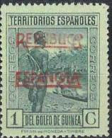 ESPAÑA/GUINEA 1931 - Edifil #216Bcc - MNH ** - Variedad: Sobrecarga En Rojo ¡RARO! - Guinea Española