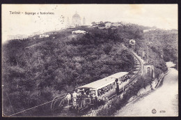 1910 Gelaufene AK Aus Torino, Superga E Funiculare. Bergbahn. Eckbug Unten Links - Trasporti