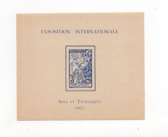 !!! REUNION : BLOC FEUILLET N° 1 EXPOSITION INTERNATIONALE - ARTS & TECHNIQUES 1937 NEUF ** - Blokken & Velletjes