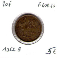 France. 20 Francs Guiraud 1952 B - 20 Francs