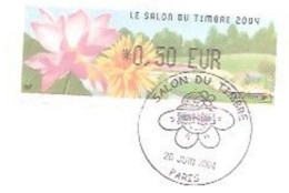 LISA - 2004 -  Salon Du Timbre Paris  ( 0,50 € Enveloppe Avec Cachet 1er Jour ) + Recu - 1999-2009 Abgebildete Automatenmarke