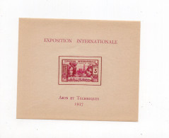 !!! SENEGAL : BLOC FEUILLET N° 1 EXPOSITION INTERNATIONALE - ARTS & TECHNIQUES 1937 NEUF ** - Hojas Y Bloques