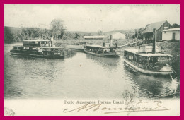 * BRESIL - BRAZIL - BRASIL - PARANA - PARANAGUA - Porto Amazonas - Port Bateaux Boat Péniches - Edit. LANGER - 1906 - Curitiba