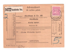 1940 Sweden Sverige Adresskort Paket Stockholm13.5. 1941, LAnavaraaDRE - Sonstige & Ohne Zuordnung