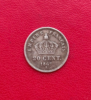 Belle Monnaie 20 Centimes 1867 A Napoléon III Tête Laurée Grand Module, En Argent. état TB - 20 Centimes