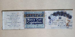 VINTAGE Verpakkingslabel 50 CAPSTAN NAVY CUT Cigarettes  W.D. & H.O. WILLS BRISTOL & LONDON 6 / 21,5 Cm - Empty Cigarettes Boxes