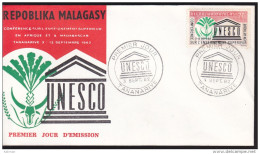 Madagascar - Michel N° 484 Oblitéré 03/12/1962 - FDC - Premier Jour - Unesco - Madagascar (1960-...)