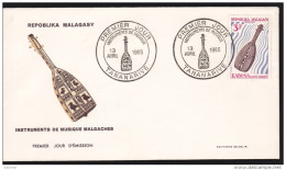 Madagascar - Michel N° 528 Oblitéré 13/04/1965 - FDC - Premier Jour - Instruments De Musique - Madagascar (1960-...)