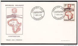 Madagascar - Michel N° 526 Oblitéré 07/11/1964 - FDC - Premier Jour - Coopération - Madagascar (1960-...)