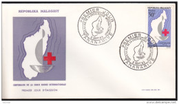 Madagascar - Michel N° 502 Oblitéré 02/09/1963 - FDC - Premier Jour - Centenaire De La Croix Rouge Internationale - Madagascar (1960-...)