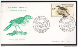 Madagascar - Michel N° 500 Oblitéré 12/08/1963 - FDC - Premier Jour - Oiseaux - Madagascar (1960-...)