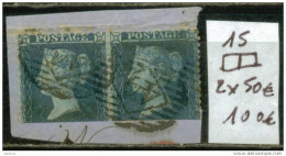 Grande-Bretagne Paire Du N° 15 Oblitérés Sur Fragment - Cote 100 Euros - Prix De Départ 10 Euros - Used Stamps