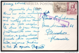 Espagne Carte Postale Zarauz Detalle De La Costa Censura Militar Zarauz 1938 Pour La France - Marcas De Censura Nacional