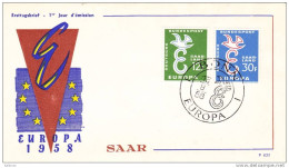 Sarre FDC N° 421 Et 422 Oblitérés Premier Jour Bonn Europa 13/09/1958 - FDC