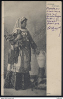 Grèce - Yvert N° 150 Obl. Sur CPA "Costume D'Attique" 31/12/1908 (une Froissure) - Storia Postale