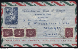 Portugal - LsC 1950 Fermil Pour Lausanne Suisse - Correo Aereo Lisboa - Analises De Vinhos, Azeites E Leites - Postmark Collection