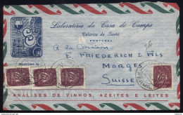 Portugal - LsC 1950 Fermil Pour Lausanne Suisse - Correo Aereo Lisboa - Analises De Vinhos, Azeites E Leites - Marcophilie