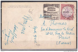 Hongrie Carte Postale Yvert N° 365 Oblitéré - Avril 1925 - Messe Foire Internationale De Budapest Pour La France - Postmark Collection