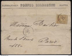 Alexandrie - N° 92 De France Sur LsC Obl. CaD Alexandrie Egypte Pour Paris 1880 - Briefe U. Dokumente