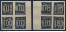 France 1876 Essai De L'Imprimerie Nationale 10cts Et 15cts Noir En Bloc De 4 - Toujours Sans Gomme Cote Maury 2080 Euros - Probedrucke, Nicht Ausgegeben, Experimentelle Vignetten