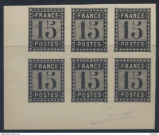 France 1876 Essai De L'Imprimerie Nationale 15cts Noir En Bloc De 6 - Toujours Sans Gomme Cote Maury 1560 Euros - Proofs, Unissued, Experimental Vignettes