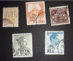 Roumanie - Perfin - Lot De 5 - Plaatfouten En Curiosa