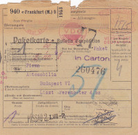 SHIPPING NOTE, FROM FRANKFURT TO BUDAPEST, 1930, GERMANY - Europe