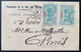 Carte DJIBOUTI " Le Parc Aux Chameau " N°50 Paire 5c Vert/bleu NOV 1900 Oblit Dateur De DJIBOUTI Pour PARIS - Lettres & Documents