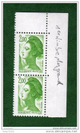 Variété ** N° 2484  "Marianne DE LIBERTE" TPG  CDF. - Unused Stamps