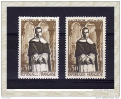 Variété N°1287 ** Lacordaire Cheveux Noirs Ou Roux. - Unused Stamps