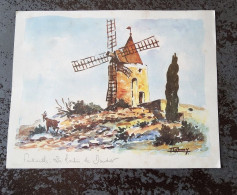 Aquarelle Franrijk Fontvieille Le Moulin De Daudet - Wasserfarben