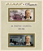 AJMAN 1966 Mi BL 7B SIR WINSTON CHURCHILL MINT IMPERFORATED MINIATURE SHEET ** - Sir Winston Churchill