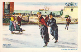 PAYS BAS - VOLLENDAM - Adolescents Sur La Glace - Carte Postale Ancienne - Autres & Non Classés