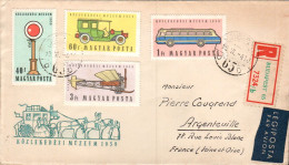 HONGRIE AFFRANCHISSEMENT COMPOSE SUR LETTRE RECOMMANDEE POUR LA FRANCE 1959 - Storia Postale