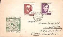 HONGRIE AFFRANCHISSEMENT COMPOSE SUR LETTRE POUR LA FRANCE 1960 - Storia Postale