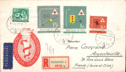 HONGRIE AFFRANCHISSEMENT COMPOSE SUR LETTRE RECOMMANDEE POUR LA FRANCE 1961 - Storia Postale