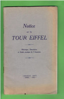 NOTICE SUR LA TOUR EIFFEL 1933 HISTORIQUE DESCRIPTION ET GUIDE PRATIQUE DE L ASCENSION - Parigi