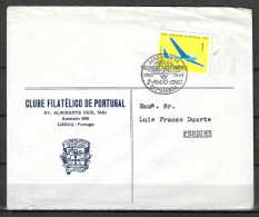 Cover Circulated 1960 Portugal CLUBE FILATELICO DE PORTUGAL LISBOA TO PENICHE AERO CLUB DE PORTUGAL - Briefe U. Dokumente