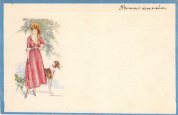 Illustrateur - Corbella - Femme Avec Chien - Bonne Année   - Carte Postale Ancienne - Corbella, T.