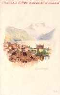 Publicité - Chocolats Lindt & Sprungli Zurich - Lot De 6 Cartes Illustrées Avec Vues De Ville - Carte Postale Ancienne - Publicité