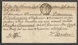 Romania - Csik Martonfalva / Csik Szereda, Prephilately Cover Feld Spital Year 1854. For Budim, Transit Seal Hermannstad - ...-1858 Prephilately