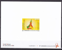 CAMEROON CAMEROUN 2011 DELUXE PROOF EPREUVE DE LUXE - MICHEL Mi 1274 VIH SIDA AIDS ANNIVERSARY - RARE - Cameroun (1960-...)