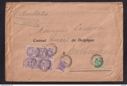 Archive Du Consul Belge à MELBOURNE - TARIF 1 F 45 Sur Enveloppe 9 Ports TP Albert  Ste Adresse 1916 - Autres & Non Classés