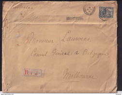 Archive Du Consul Belge à MELBOURNE - TARIF 2 F Sur Enveloppe Recommandée 11 Ports TP Albert  Ste Adresse 1916 - Autres & Non Classés