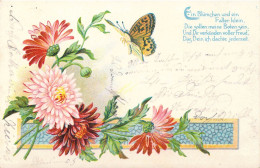 FLEURS - Papillon - Ein Blümchen Und Ein Falter Klein - Carte Postale Ancienne - Flowers