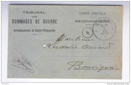 Carte De Service RECOMMANDEE En Franchise Totale DINANT 1920 Vers BOUVIGNES  --  LL141 - Franchise