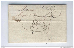 Lettre Précurseur De HARLEBEEK (HARELBEKE) Par Griffe 91 COURTRAI 1809 Vers LILLE  - Taxation 2 Décimes  --  KK926 - 1794-1814 (Période Française)